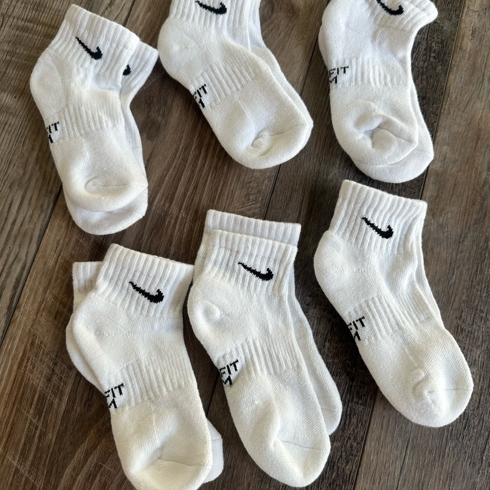 Nike White Ankle Socks with Black Logo